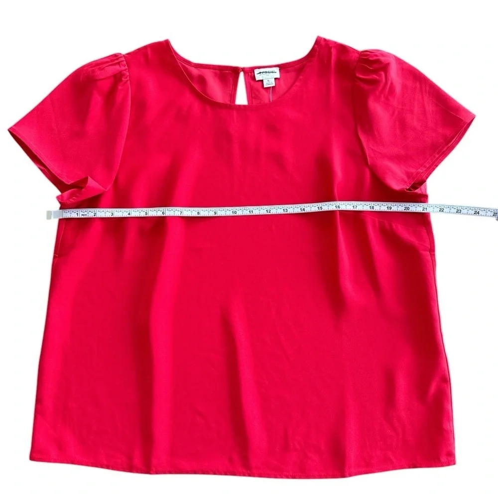 NEW J. CREW FACTORY Short-sleeve crepe top puff sleeves‎ in Red Size Large